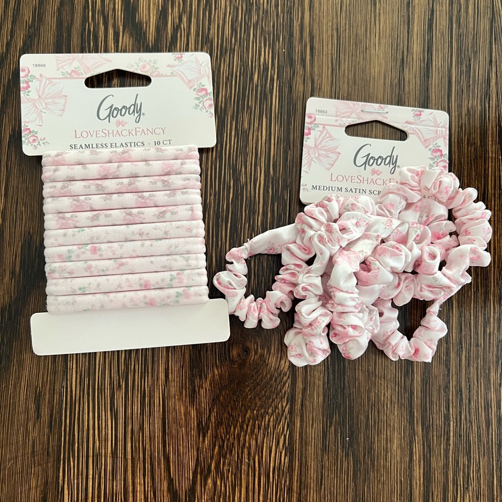 LoveShackFancy X Goody Pink Floral Hair Accessories (elastics and scrunchies)